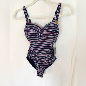 Nip Tuck Navy Striped Women's One Piece Swimsuit
